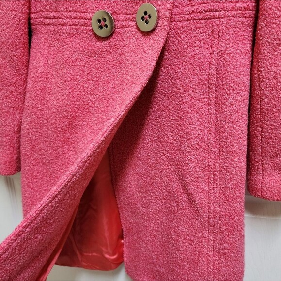 Milly Coat Women Sz 4 Pink Wool Silk Blend Double Breasted Button Lined Textured - Picture 6 of 13